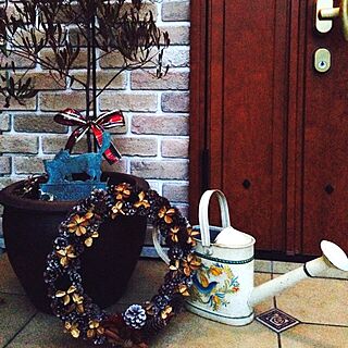 玄関/入り口/ポップブッシュ/クリスマスリース/ペイントジョーロのインテリア実例 - 2013-12-25 16:59:56