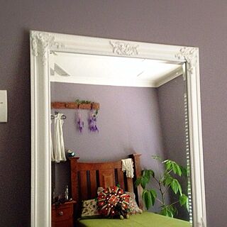 ベッド周り/大きな鏡/観葉植物　/木の家具のインテリア実例 - 2014-02-15 22:35:44