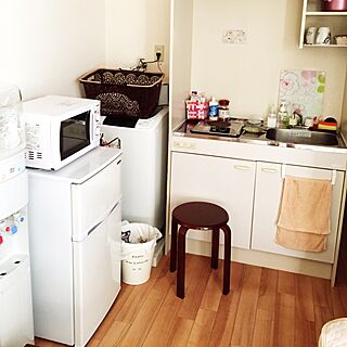 キッチン/部屋の中に洗濯機/部屋の中に冷蔵庫/シンプルにすっきりと暮らす/一人暮らしのインテリア実例 - 2015-08-13 17:05:40