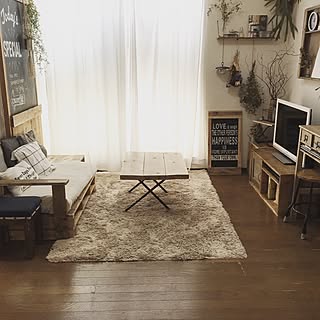 部屋全体/ソファー/パレット風ソファー/賃貸インテリア/Instagram→eri417k...などのインテリア実例 - 2017-03-31 19:16:42