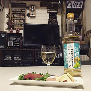 電話風ティッシュケース/元押し入れ/テレビ周り/アサヒワイン/家飲み...などのインテリア実例 - 2019-05-01 21:48:16