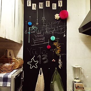 キッチン/デコレーション/ネットバック☆/黒板DIYのインテリア実例 - 2015-03-11 19:40:32