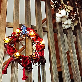玄関/入り口/リース/ちむぽん/紐結び/クリスマスのインテリア実例 - 2016-12-23 11:43:14
