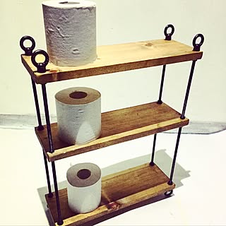 バス/トイレ/トイレットペーパーストッカー/トイレットペーパーストック/収納棚/wood...などのインテリア実例 - 2016-11-30 00:44:48