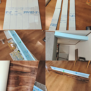 壁紙DIY/DIY記録/DIYのある暮らし/スタイロフォームDIY/梁を手作り...などのインテリア実例 - 2021-01-30 17:10:51