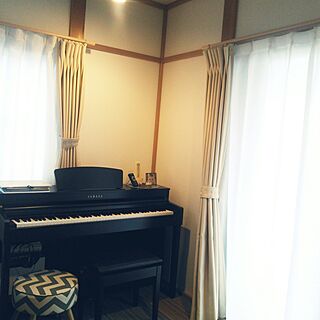 ピアノのある部屋/レースのカーテン/ニトリ/漆喰壁/木の家...などのインテリア実例 - 2016-01-18 08:34:08