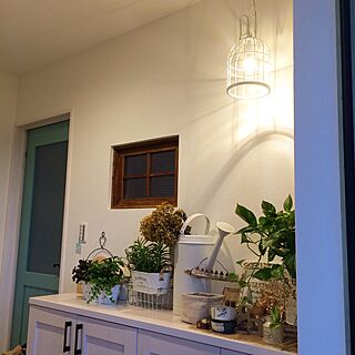 玄関/入り口/オーデリック/IKEA/窓枠DIY/観葉植物のインテリア実例 - 2016-09-29 20:56:46
