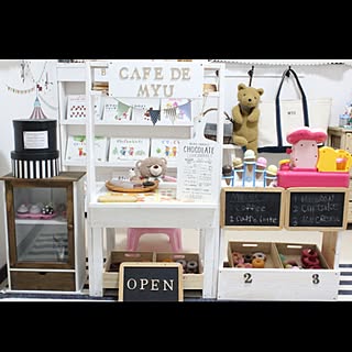 部屋全体/子供部屋/ＣＡＦＥ風ＤＩＹ/ｃａｆｅ風♡/チビＣＡＦＥ...などのインテリア実例 - 2015-01-16 19:47:04