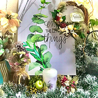 きゃんどる◡̈❁*/クリスマス/花のある暮らし/お花大好き♡/緑と花と暮らす...などのインテリア実例 - 2019-12-21 07:32:47