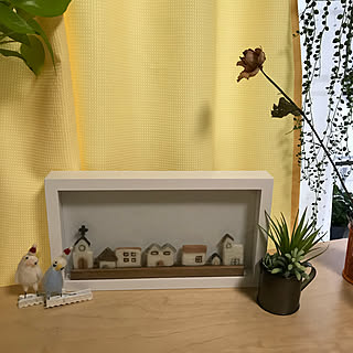 部屋全体/kusuttoさんの羊毛作品/立体フレーム/街並みとインコちゃんと♡/minneで購入♡...などのインテリア実例 - 2017-12-09 09:23:26