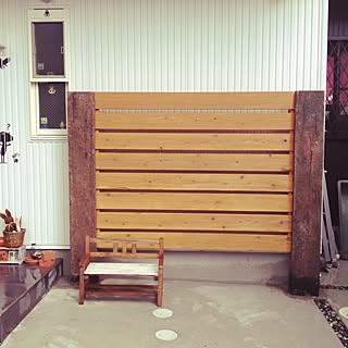 玄関/入り口/DIY 板壁/枕木/DIY/男前のインテリア実例 - 2015-03-18 22:02:48