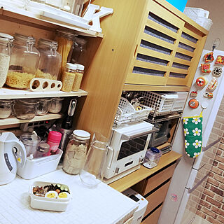 キッチン/おはようございます✩.*˚/お弁当/手作り棚/壁紙DIY...などのインテリア実例 - 2018-07-28 07:39:29