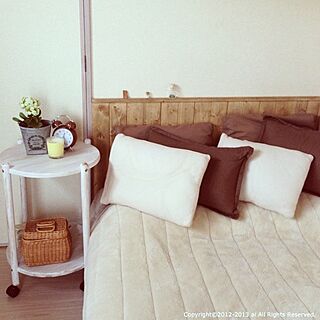 ベッド周り/リメイク/手作り板壁/ベッドのインテリア実例 - 2013-04-20 13:26:43