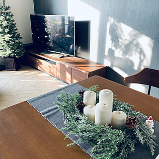 IKEA テーブルランナー/センターピース/クリスマス/中古マンション/グレー好き♡...などのインテリア実例 - 2022-11-24 00:04:26