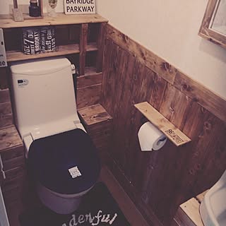 バス/トイレ/しまむらのトイレマット/トイレ改造計画/腰板壁/セリア大好き♡...などのインテリア実例 - 2016-05-14 11:52:43