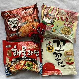 韓国インスタント麺/あみぐるみ/アクリル毛糸/毛糸deリリアン　あみぐるみ/ハンドメイド...などのインテリア実例 - 2022-06-22 13:57:55