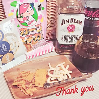 abiちゃんからの素敵便/女子カツやのに女子力ナシ/今日は食べまくり☆/JIM BEAMのコーラ割がスキ♡/幸せなひととき♡...などのインテリア実例 - 2017-02-17 23:19:36