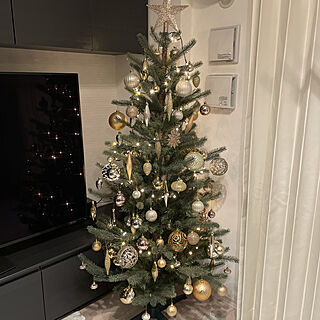 IKEAクリスマスツリー/クリスマスツリー180cm/クリスマスツリー/マンション/モノトーン インテリア...などのインテリア実例 - 2021-11-23 20:41:10