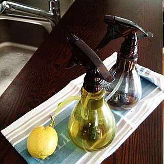 キッチン/お掃除しましょ♪/スプレーボトルはセリア。/庭のレモン。割れて食べられないので。のインテリア実例 - 2014-12-03 09:29:55