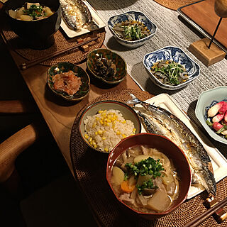 家ご飯/stay home/生ビール冷えてます/秋ですね...*＊/秋刀魚が高級魚に…...などのインテリア実例 - 2021-09-01 14:20:02