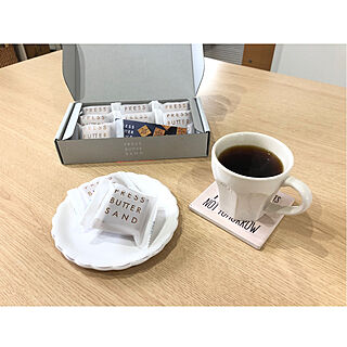 コーヒータイム/今日のおやつ/プレスバターサンド/机のインテリア実例 - 2020-01-12 12:04:19