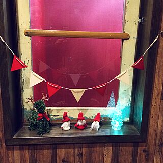 玄関/入り口/赤い壁/セリア/クリスマス/Christmas...などのインテリア実例 - 2015-12-05 00:01:27
