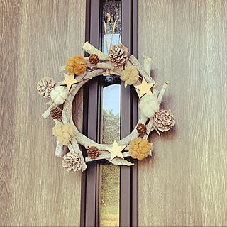 クリスマスリース 玄関ドア/クリスマス/クリスマスリース飾りましたのインテリア実例 - 2021-12-02 10:01:03