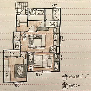 部屋全体/手書き/間取り/間取り図のインテリア実例 - 2019-01-09 14:52:15