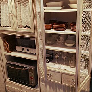 キッチン/ホワイトシャビー/食器収納/食器棚リメイク/食器はほぼ安物...などのインテリア実例 - 2015-03-05 18:24:41
