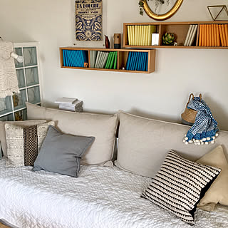 フレンチリネン刺繍のマルチカバー・ソファーカバー