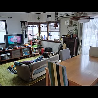 部屋全体/散らかってますが･･･/ＤＩＹ/ダイニングの椅子のカバー作りました/昭和物件のインテリア実例 - 2016-02-12 17:00:10