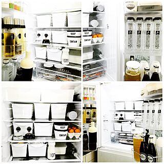 キッチン/冷蔵庫収納/白黒/White/モノトーン...などのインテリア実例 - 2016-05-08 17:15:33