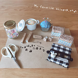 My favorite things*./可愛いものがすき♡/mogさんの消しゴムはんこ♡/ビーズ/ピンクッション...などのインテリア実例 - 2019-11-27 14:40:51