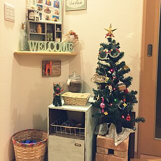 玄関/入り口/下駄箱のような棚♡/christmas tree/Christmas＊*＊*/DIYのインテリア実例 - 2015-11-04 01:59:19