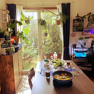 朝ごはんの風景/観葉植物/ジャングル化計画/ステンドグラスランプ/デッキのある暮らし...などのインテリア実例 - 2021-07-10 07:59:29