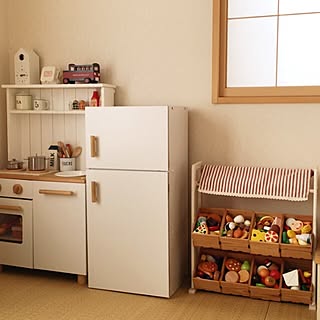 部屋全体/ままごとキッチンDIY/ままごと冷蔵庫DIY/マルシェ風収納/ナチュラル...などのインテリア実例 - 2016-10-16 17:26:00