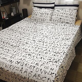 ベッド周り/IKEA/白黒/モノトーン/布団カバーのインテリア実例 - 2013-07-21 14:33:26
