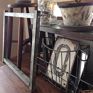 鉄籠　ボール入れ　昭和　レトロ　インテリア 鉄籠 ボール入れ 昭和 レトロ インテリア 鉄アイアン・天然木マンゴー