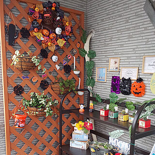 壁/天井/Halloween飾り/観葉植物のある暮らし/kimraruさんのリースのインテリア実例 - 2018-09-06 16:26:09