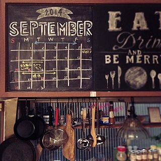 キッチン/黒板カレンダー/自作カレンダー/黒板のインテリア実例 - 2014-09-01 14:09:31