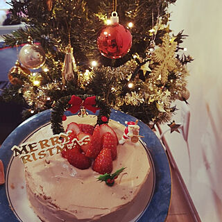 キッチン/クリスマス/Merry Christmas.·˖*✩/クリスマスケーキ/ライトアップ...などのインテリア実例 - 2021-12-25 19:47:26