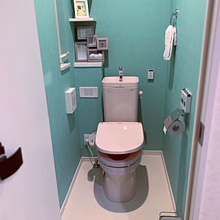 TOTO ピンクのトイレのおしゃれなアレンジ・飾り方のインテリア実例