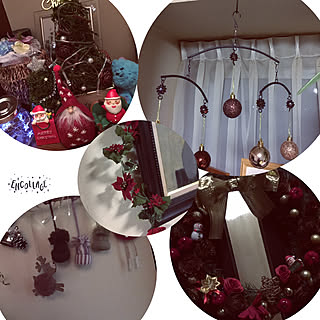 部屋全体/クリスマスイブですね☆*:.｡. /また来年もよろしくね♡/クリスマス飾り♡/小さな幸せ大切に❤️...などのインテリア実例 - 2018-12-24 18:32:53