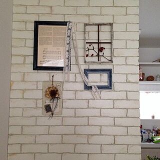 壁/天井/手作り/DIY/セリア/発泡スチロールのレンガ壁のインテリア実例 - 2013-12-15 14:08:09