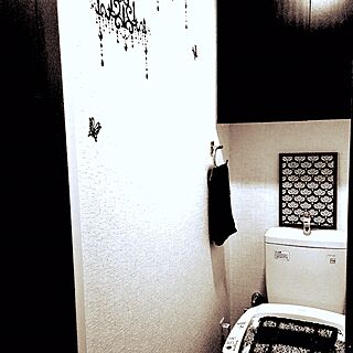 バス/トイレ/トイレの壁/ニトリ/白黒/モノトーン...などのインテリア実例 - 2016-01-10 02:44:54