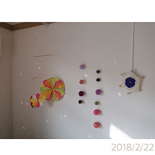 壁/天井/子ども部屋/サンキャッチャーの光/壁飾り/羊毛フェルト...などのインテリア実例 - 2018-03-03 21:26:31