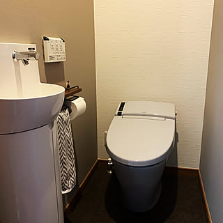 ニトリ　トイレットペーパーホルダー/アクセントクロスグレー/スッキリ収納/コンパクト手洗い/ベーシアハーモJタイプ...などのインテリア実例 - 2023-01-26 22:17:59