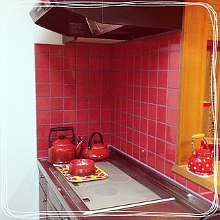 キッチン/タイルキッチン/赤色のインテリア実例 - 2013-11-10 22:51:14