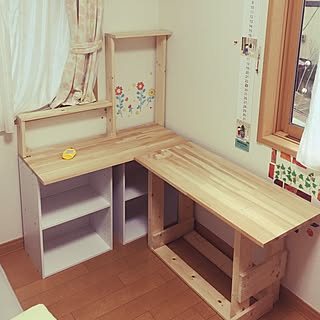 机/カラーボックス/学習机/ハンドメイド/DIY...などのインテリア実例 - 2017-03-05 21:22:38