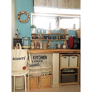 キッチン/模様替え/夏仕様/DIY/壁紙屋本舗...などのインテリア実例 - 2017-06-02 10:09:55